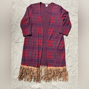 Ariat Purple and Red Cardigan with Fringe